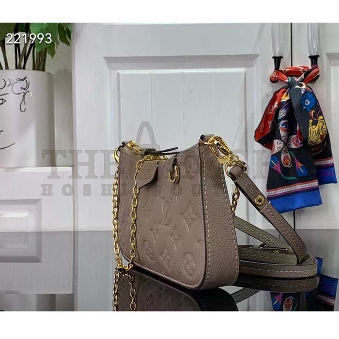 L0vis Vvtt0n LV Women Easy Pouch On Strap Beige Embossed Monogram Empreinte Cowhide Leather Master Quality