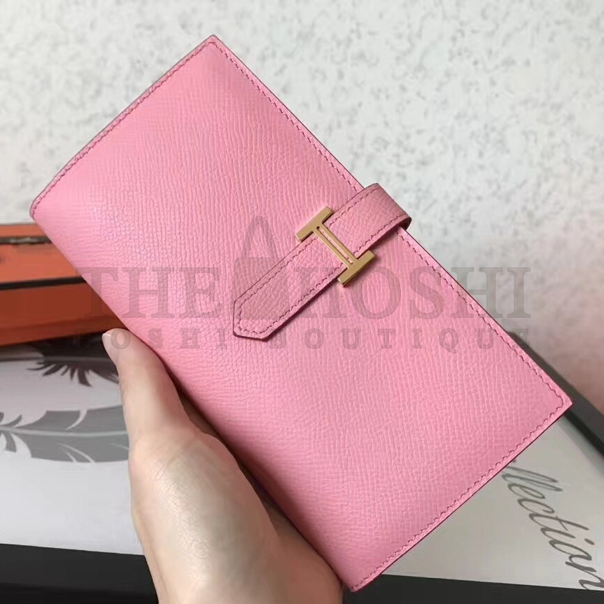 H**me5 Pink Epsom Bearn Gusset Wallet Master Quality