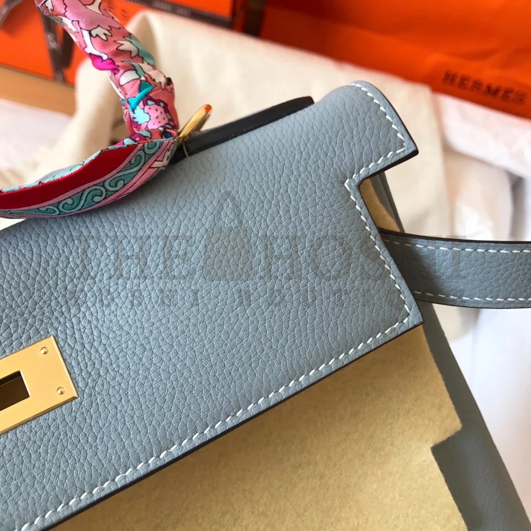 H**me5 Kelly Retourne 28 Handmade Bag In Blue Lin Clemence Leather Master Quality