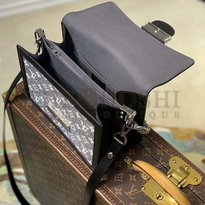 L0vis Vvtt0n LV Women Dauphine MM Handbag Gray Denim Textile Jacquard Master Quality