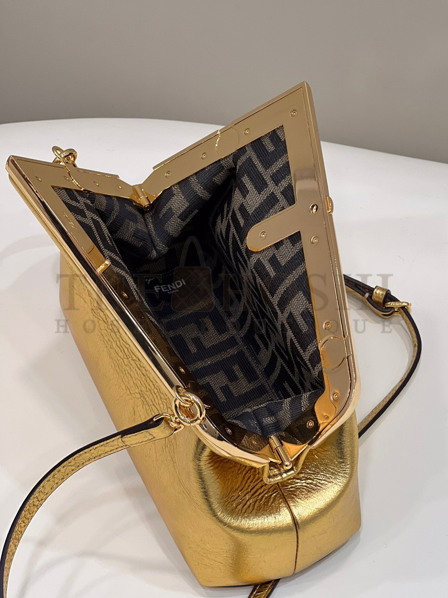 F**di First Small Bag In Gold Laminated Leather Master Quality