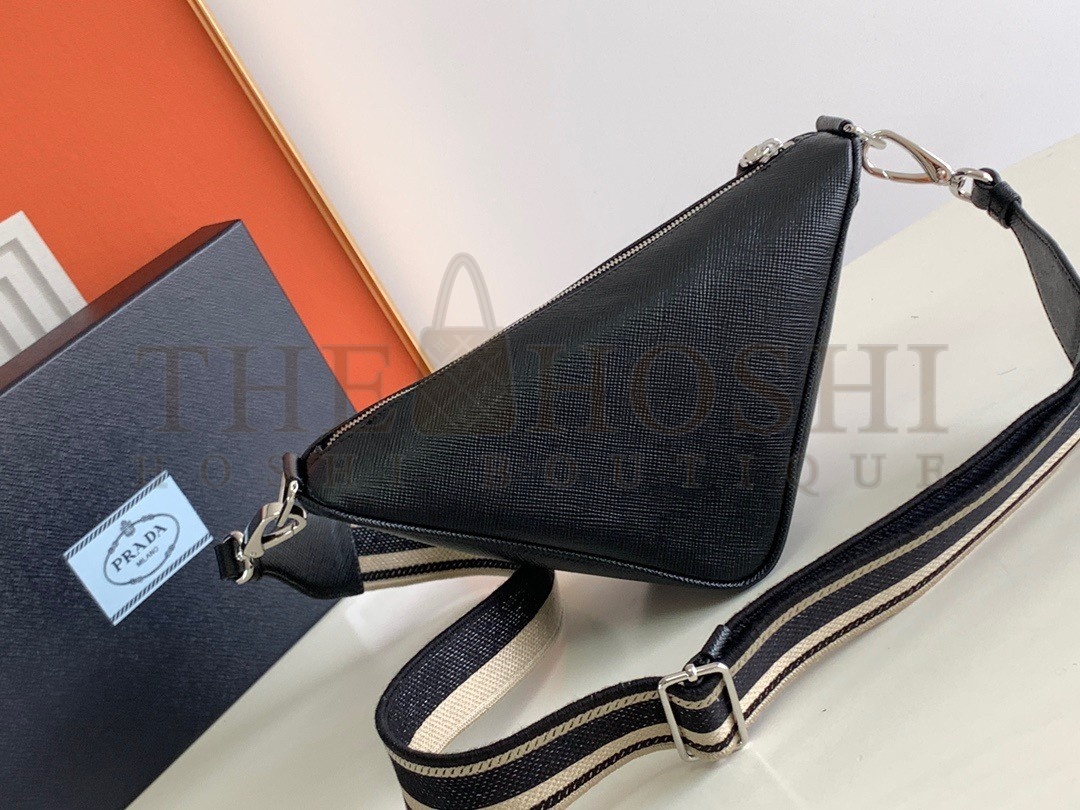 Pra*a Triangle Shoulder Bag In Black Saffiano Leather Master Quality