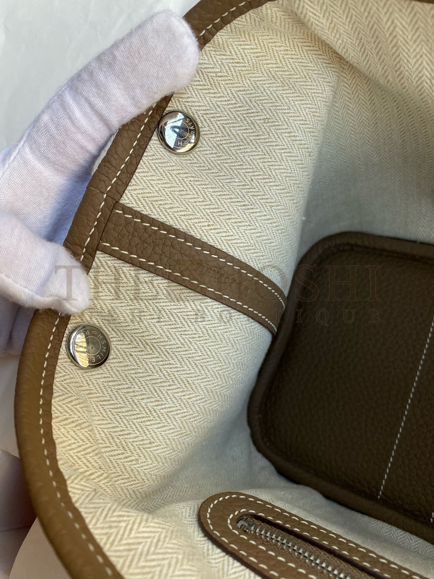 H**me5 Garden Party 30 Handmade Bag in Taupe Negonda Leather Master Quality