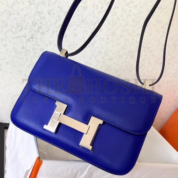 H**me5 Epsom Constance 24cm Blue Electric Handmade Bag Master Quality