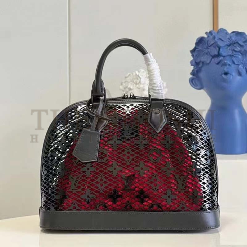 L0vis Vvtt0n LV Women Alma PM Handbag Black Patent Calfskin Cowhide Leather Master Quality