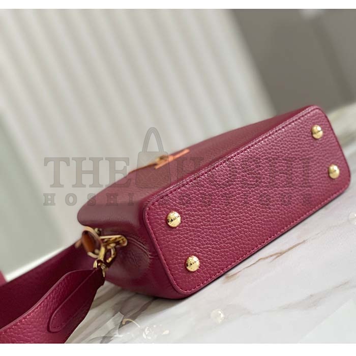 L0vis Vvtt0n LV Women Capucines Mini Handbag Red Taurillon Ostrich Leather Master Quality