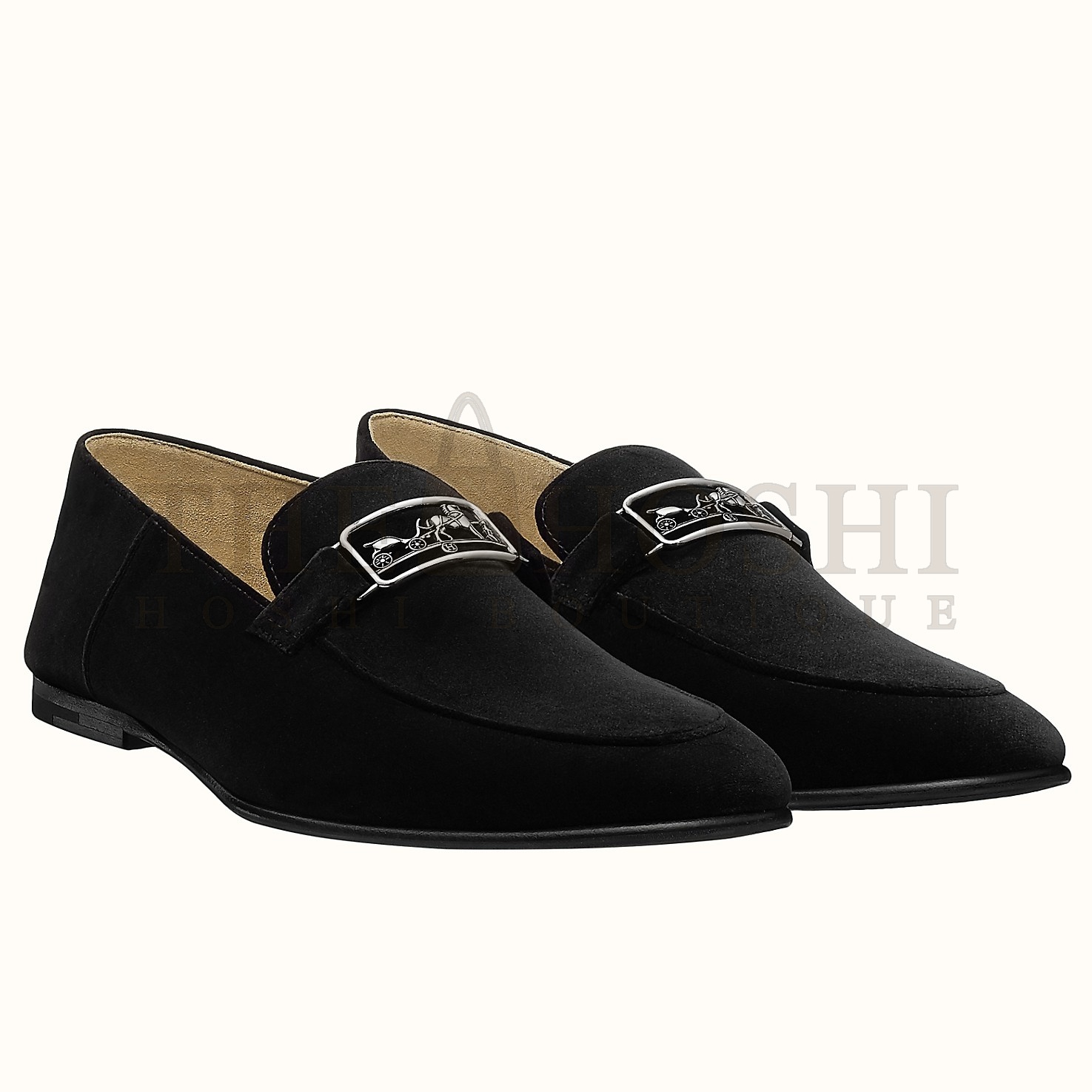H**me5 Men's Tenor Loafers In Black Suede Calfskin Master Quality
