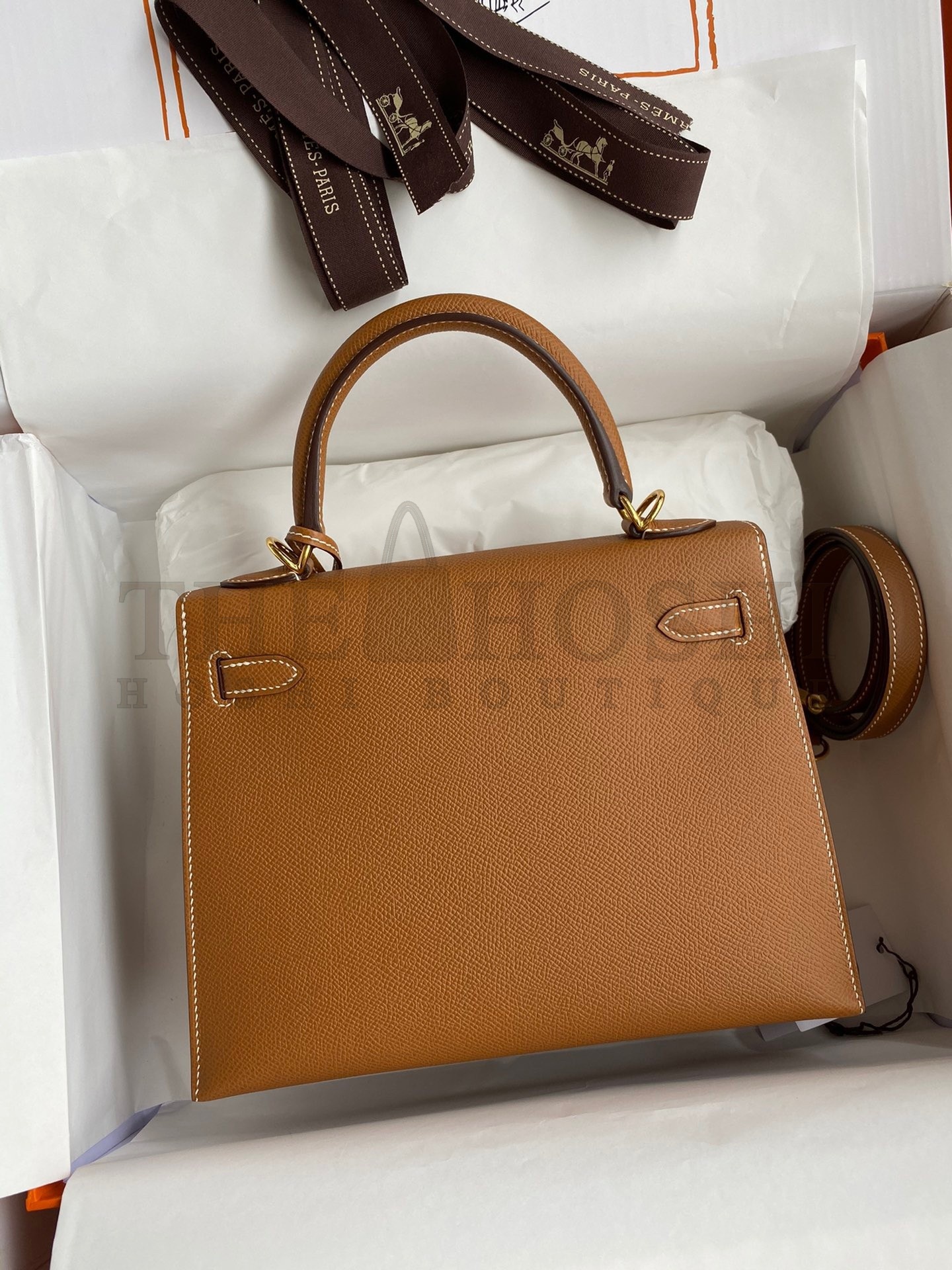 H**me5 Epsom Kelly 25cm Sellier Handmade Gold Bag Master Quality
