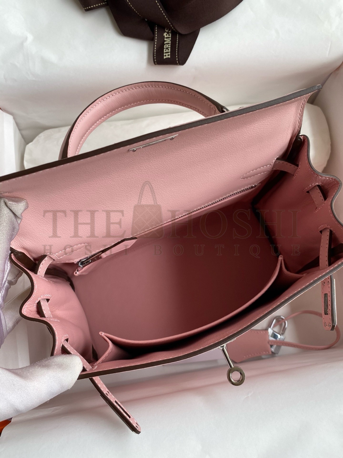 H**me5 Kelly Retourne 25 Handmade Bag In Rose Sakura Swift Calfskin Master Quality