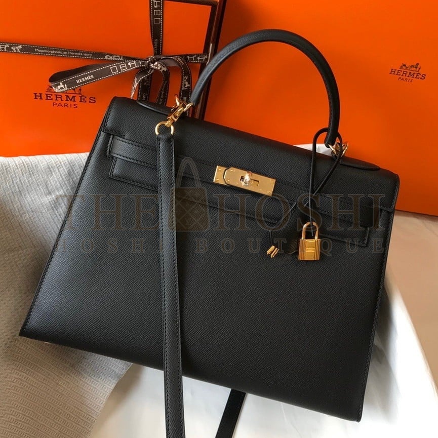 H**me5 Kelly 32cm Sellier Bag in Black Epsom Calfskin GHW Master Quality