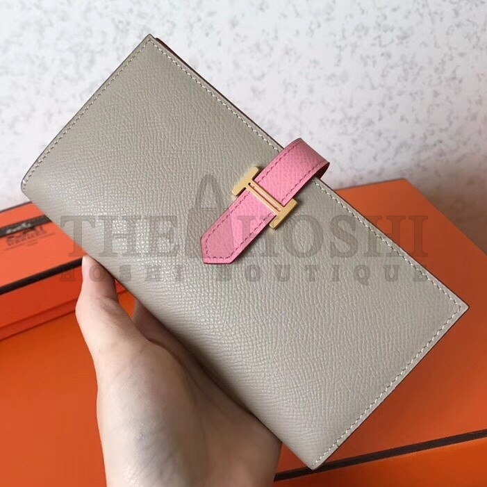 H**me5 Bi-Color Epsom Bearn Wallet Grey/Pink Master Quality