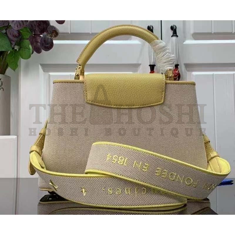 L0vis Vvtt0n LV Women Capucines BB Handbag Yellow Taurillon Leather Canvas Master Quality
