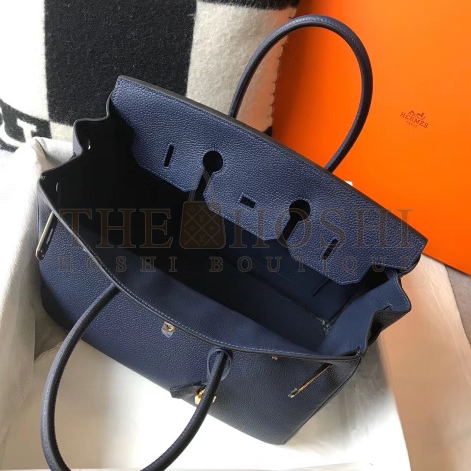 H**me5 Birkin 35 Bag in Navy Blue Clemence Leather with GHW Master Quality