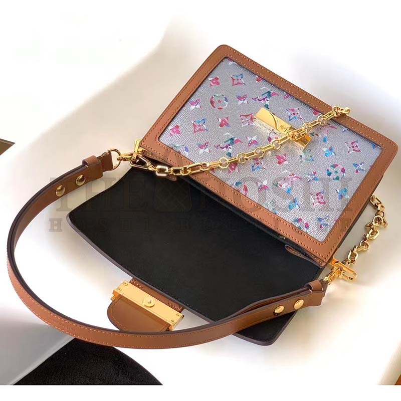 L0vis Vvtt0n LV Women Dauphine MM Handbag Blue Coated Canvas Cowhide Leather Master Quality