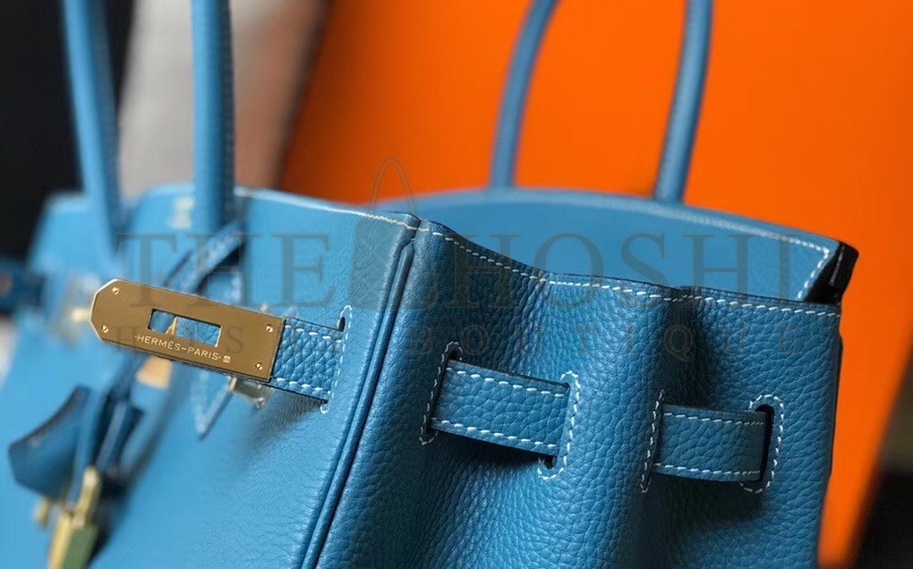 H**me5 Birkin 30 Bag in Blue Jean Clemence Leather with GHW Master Quality