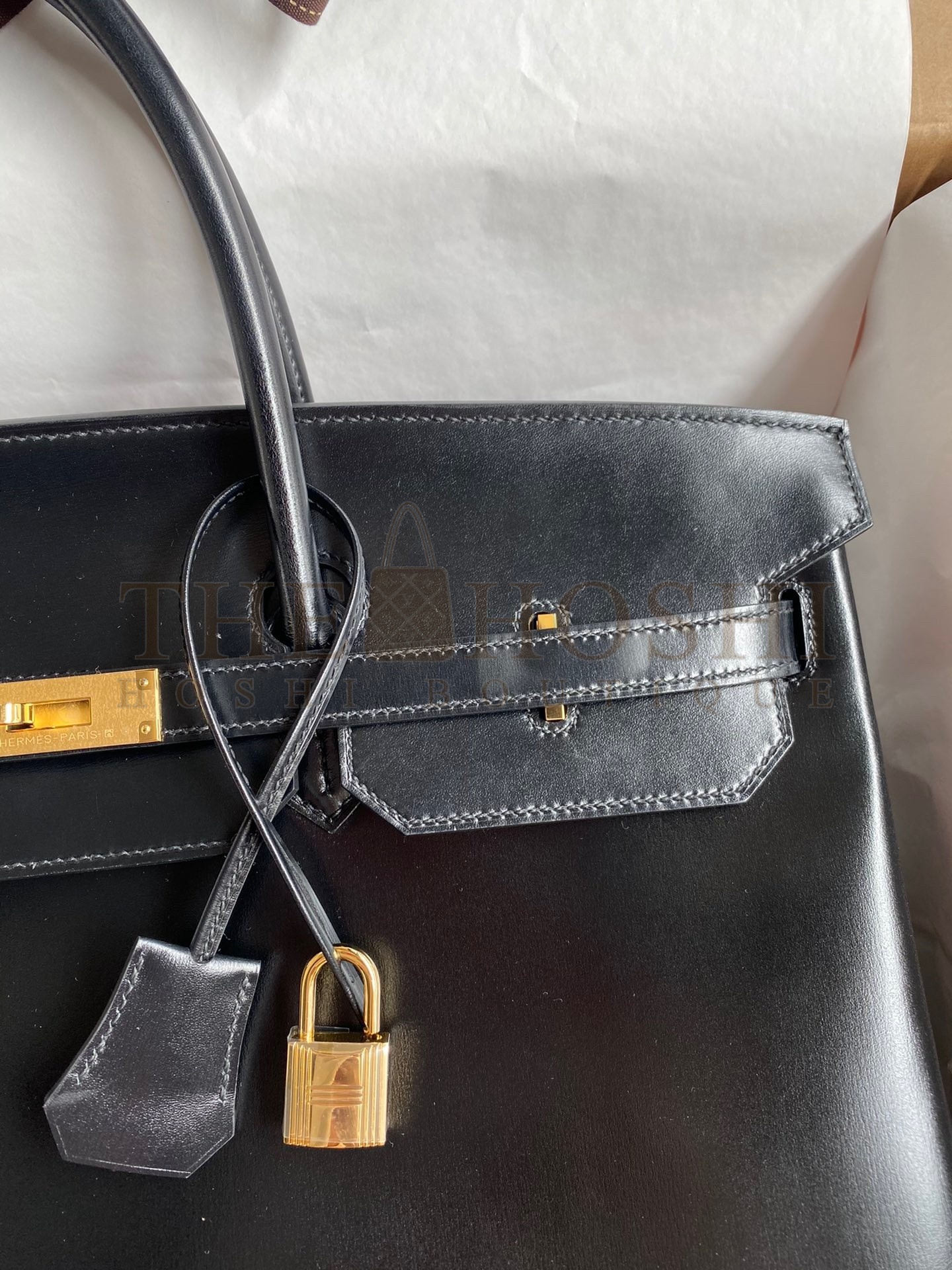 H**me5 Birkin 40 Retourne Handmade Bag In Black Box Calfskin Master Quality