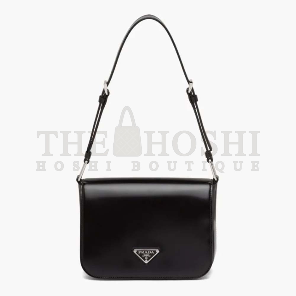 Pra*a Women Brushed Leather Shoulder Bag-Black Master Quality