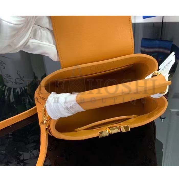 L0vis Vvtt0n LV Women Capucines Mini Handbag Saffron Yellow Calfskin Leather Cowhide Lining Master Quality