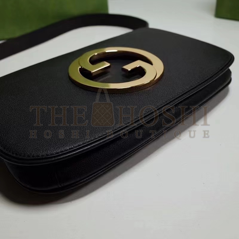 Gvc*1 Women GG Blondie Shoulder Bag Black Leather Round Interlocking G Master Quality