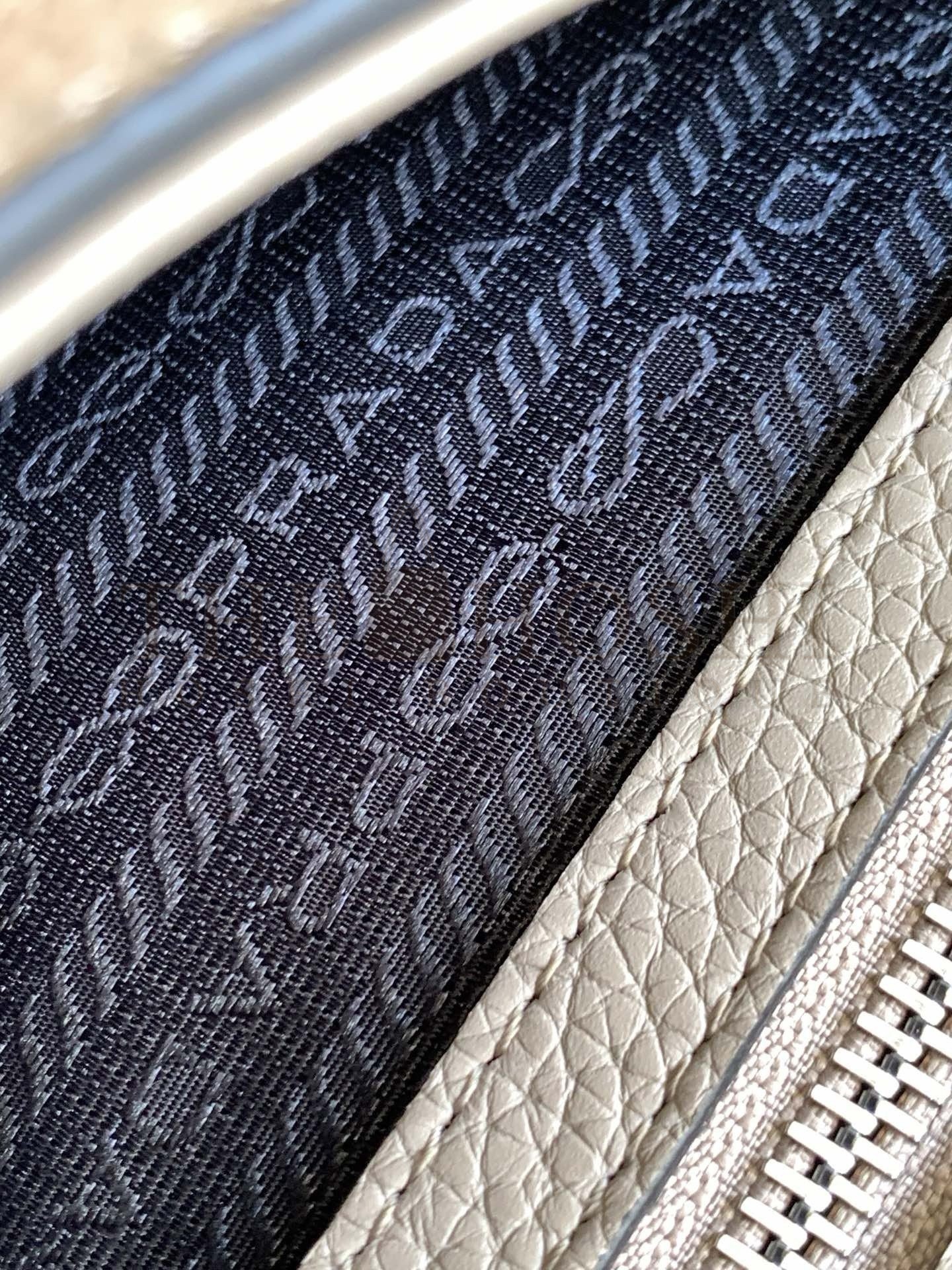 Pra*a Flap Shoulder Bag in Grey Grained Leather Master Quality