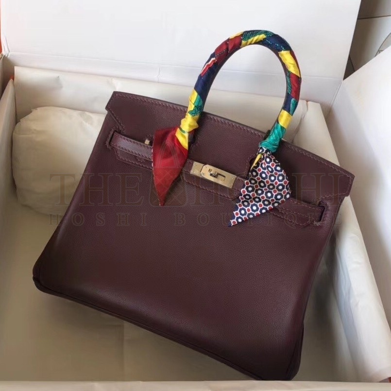 H**me5 Burgundy Birkin 25cm Swift Handmade Bag Master Quality