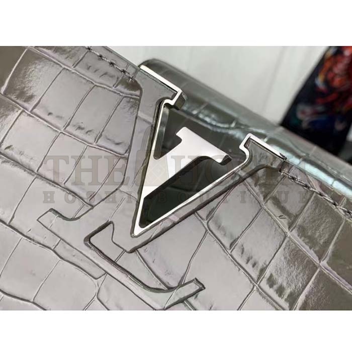 L0vis Vvtt0n LV Women Capucines MM Handbag Grey Crocodilien Brillant Savoir Faire Master Quality