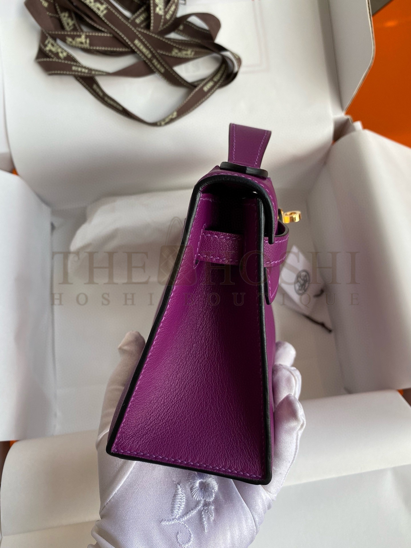 H**me5 Kelly Pochette Handmade Bag In Anemone Swift Calfskin Master Quality