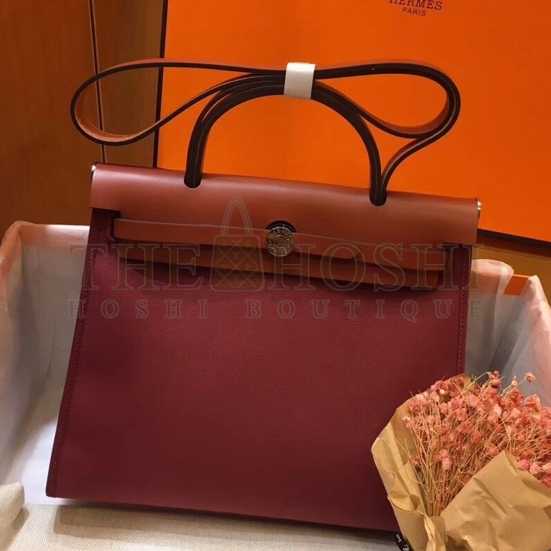 H**me5 Herbag Zip 31cm Bag In Camel And Bordeaux Master Quality