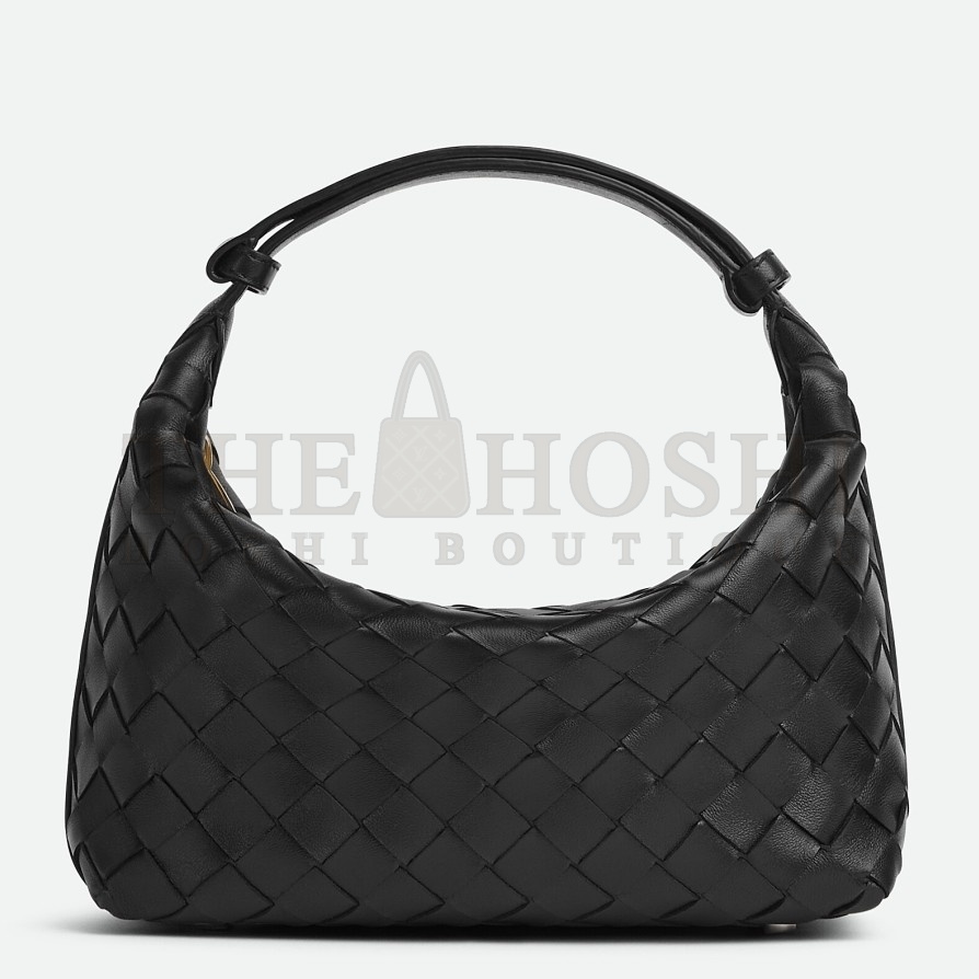 B0tt*ga Ven*ta Mini Wallace Bag in Black Intrecciato Calfskin Master Quality
