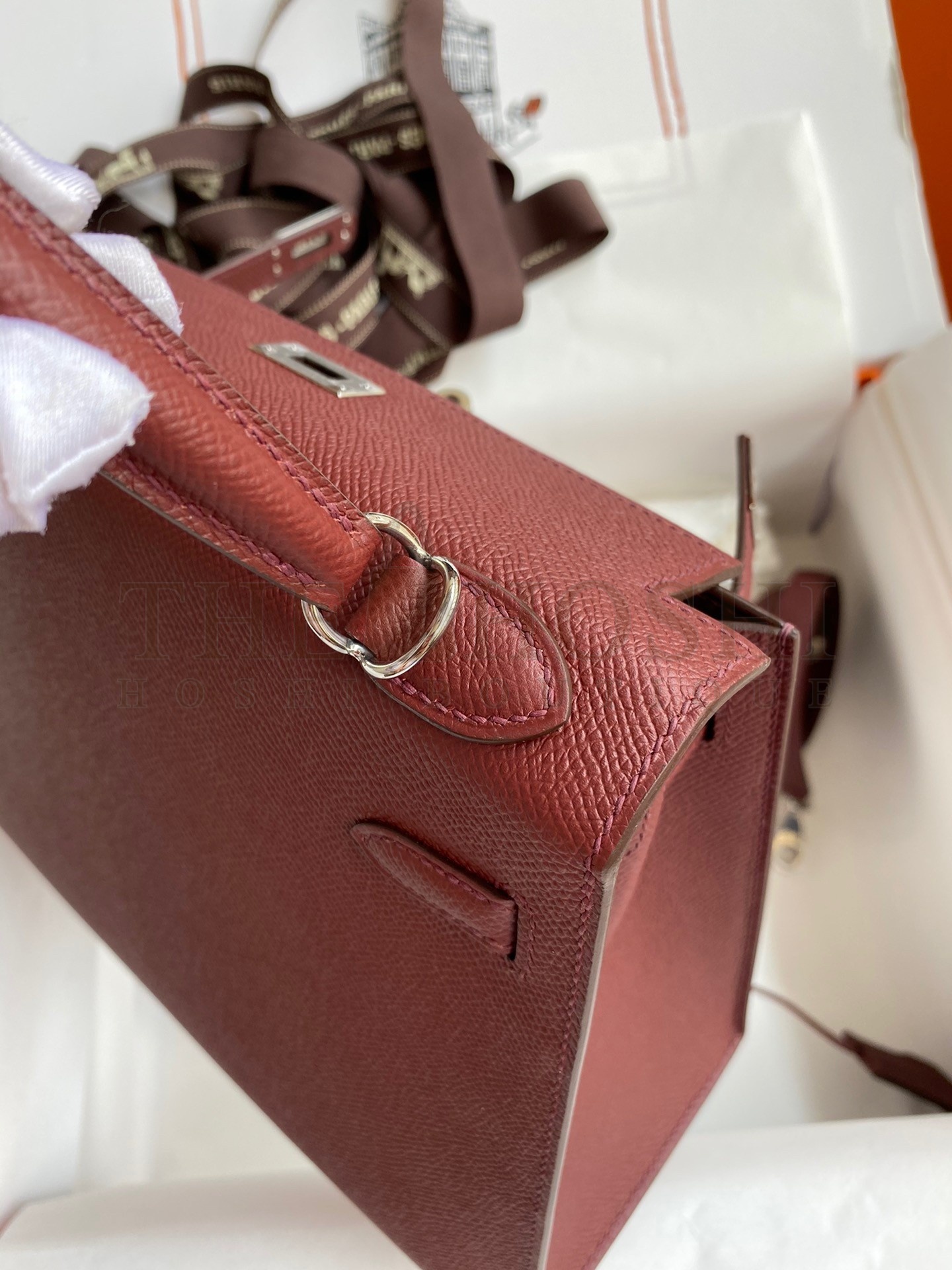 H**me5 Epsom Kelly 25cm Sellier Handmade Bordeaux Baga Master Quality