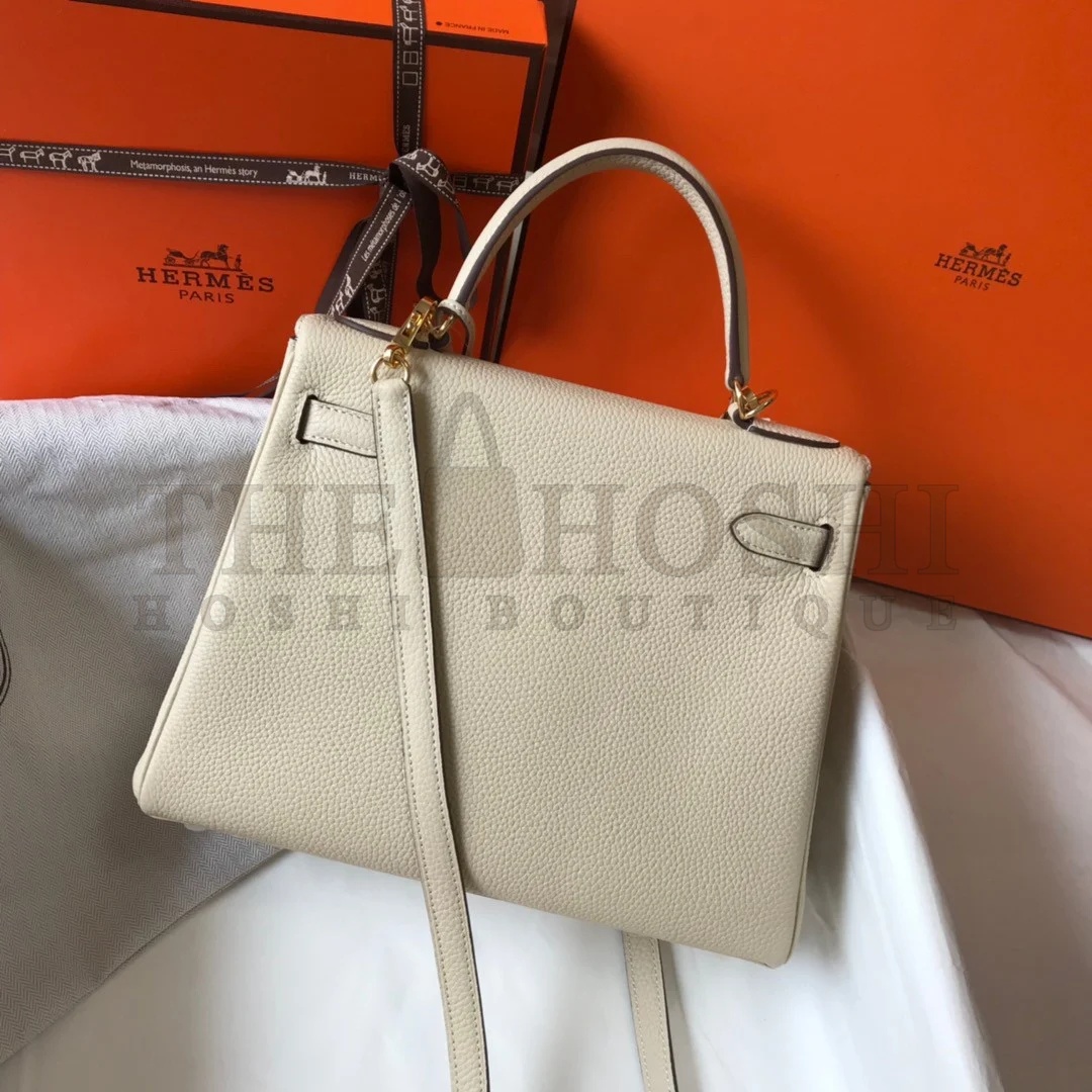 H**me5 Kelly 32cm Retourne Bag in Craie Clemence Leather GHW Master Quality