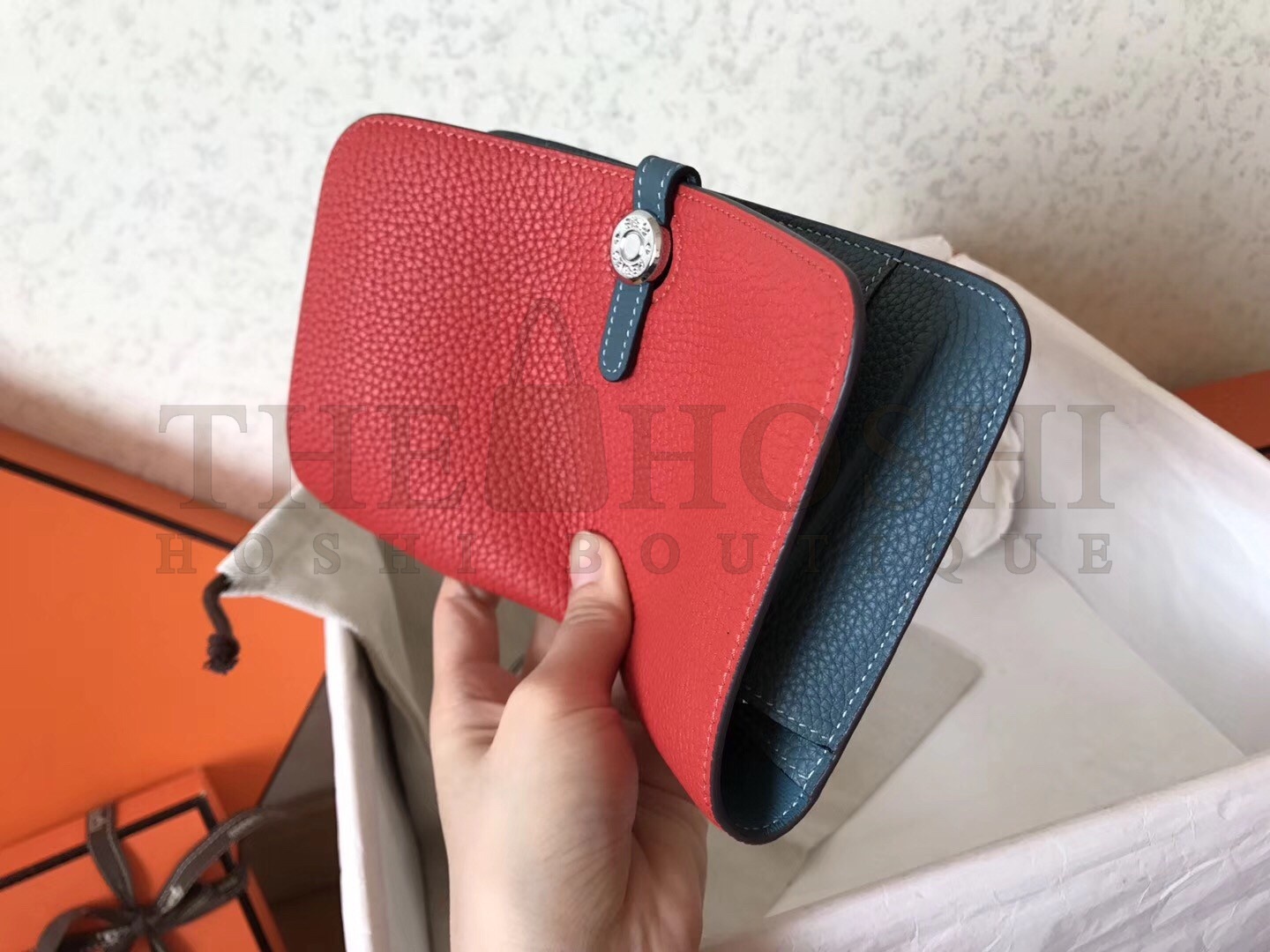 H**me5 Bicolor Dogon Duo Wallet In Red/Jean Leather Master Quality