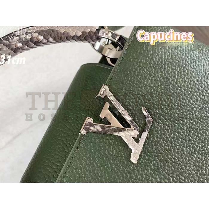 L0vis Vvtt0n LV Women Capucines MM Handbag Taurillon Cowhide Leather Python Trim Master Quality
