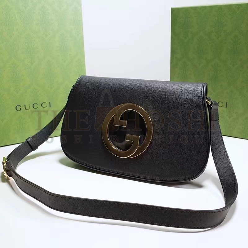 Gvc*1 Women GG Blondie Shoulder Bag Black Leather Round Interlocking G Master Quality