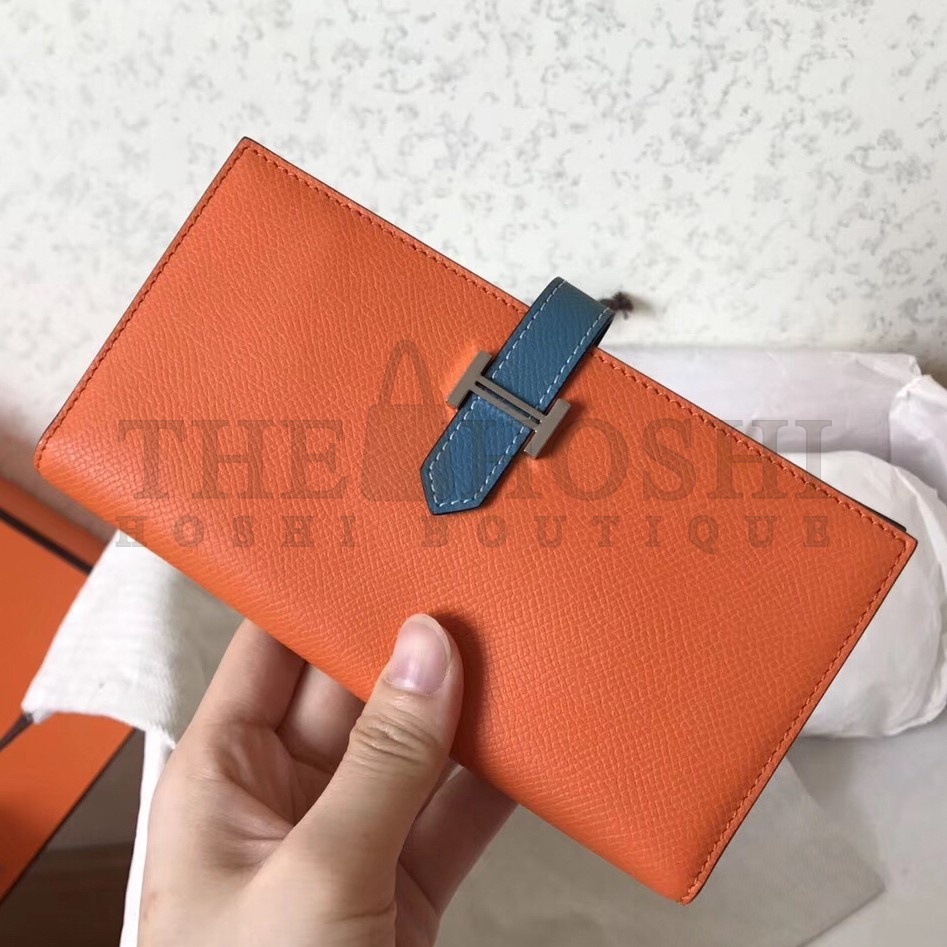 H**me5 Bi-Color Epsom Bearn Wallet Orange/Blue Jean Master Quality