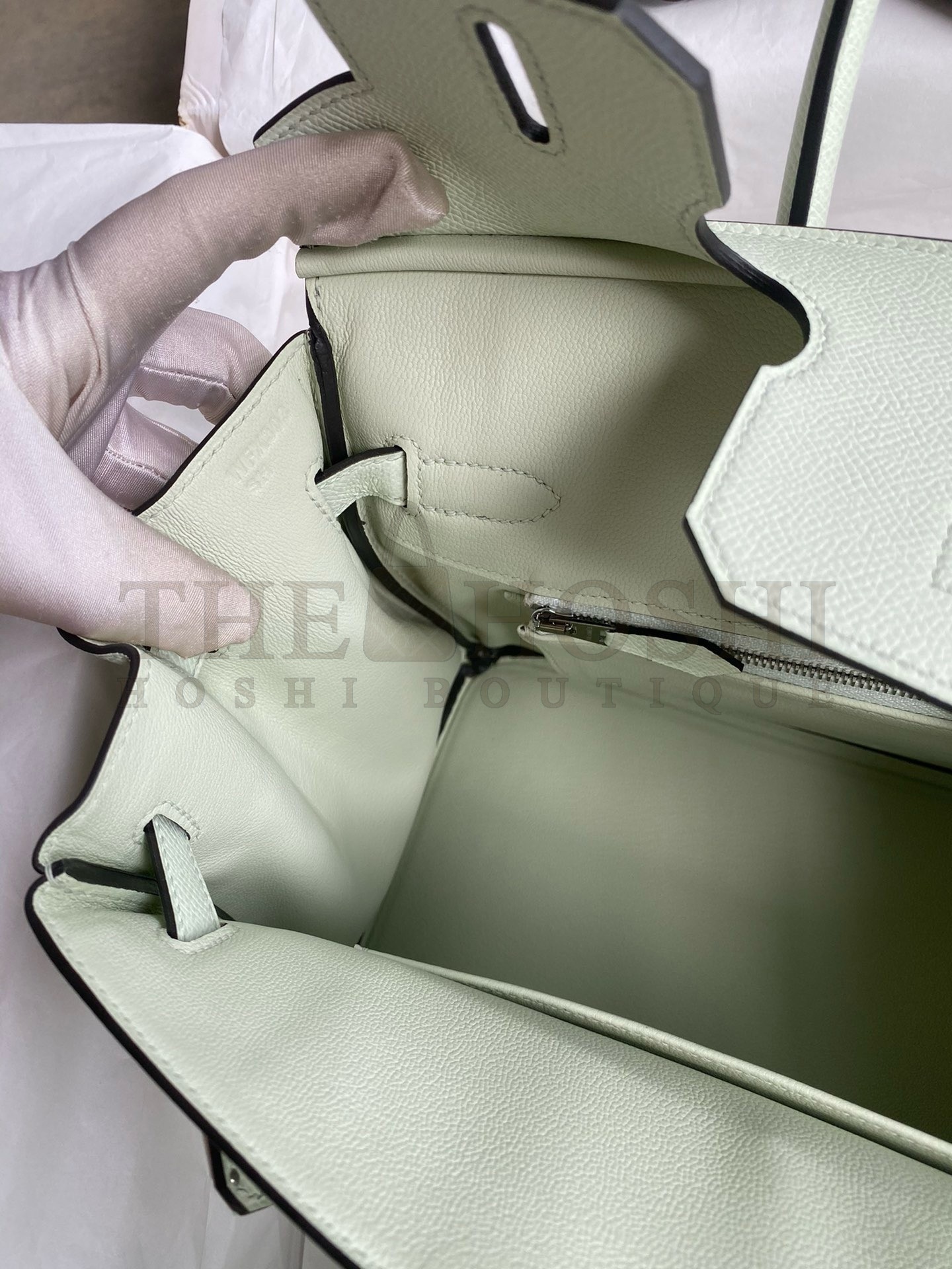 H**me5 Birkin 30 Retourne Handmade Bag In Vert Fizz Epsom Calfskin Master Quality