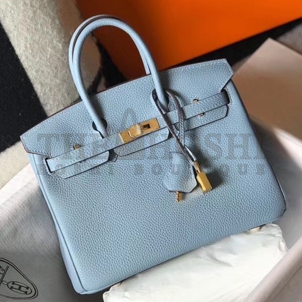 H**me5 Birkin 25 Bag In Blue Lin Clemence Leather with GHW Master Quality