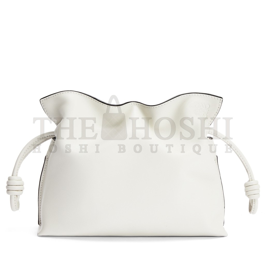 L0ew* Mini Flamenco Clutch Bag In White Calfskin Master Quality