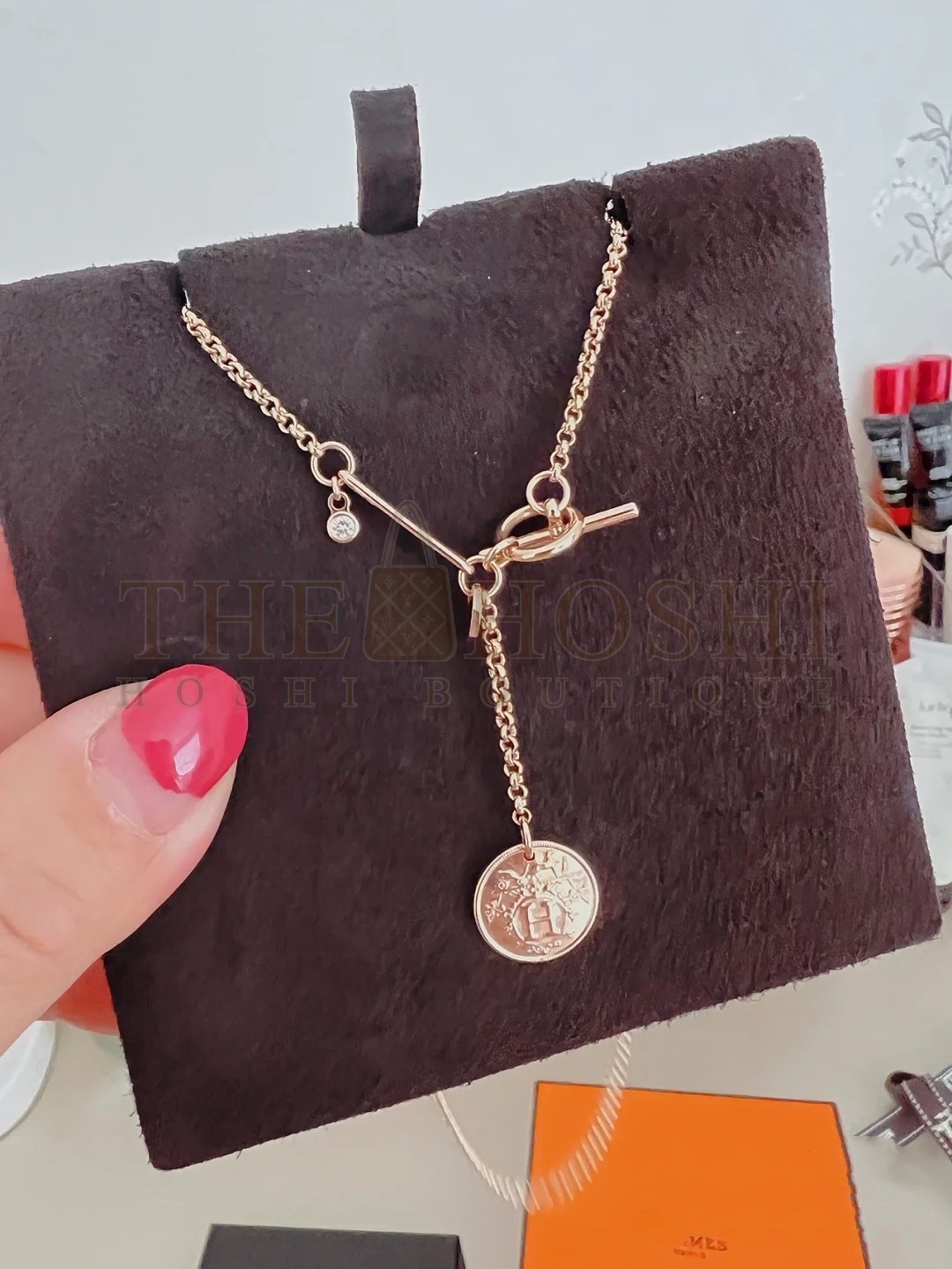 H**me5 Coin Necklace, Rose Gold Master Quality