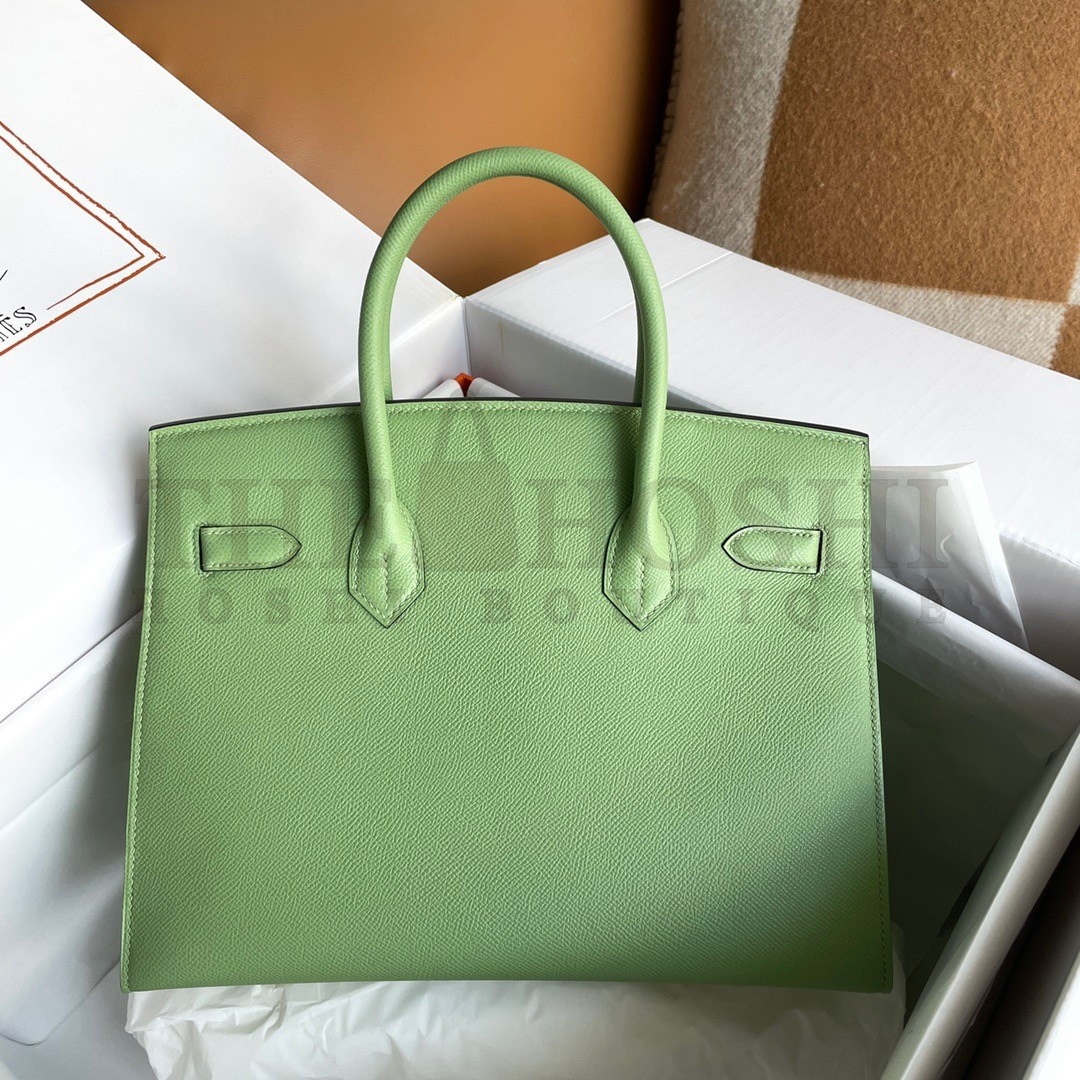 H**me5 Birkin 30 Sellier Handmade Bag In Vert Criquet Epsom Calfskin Master Quality