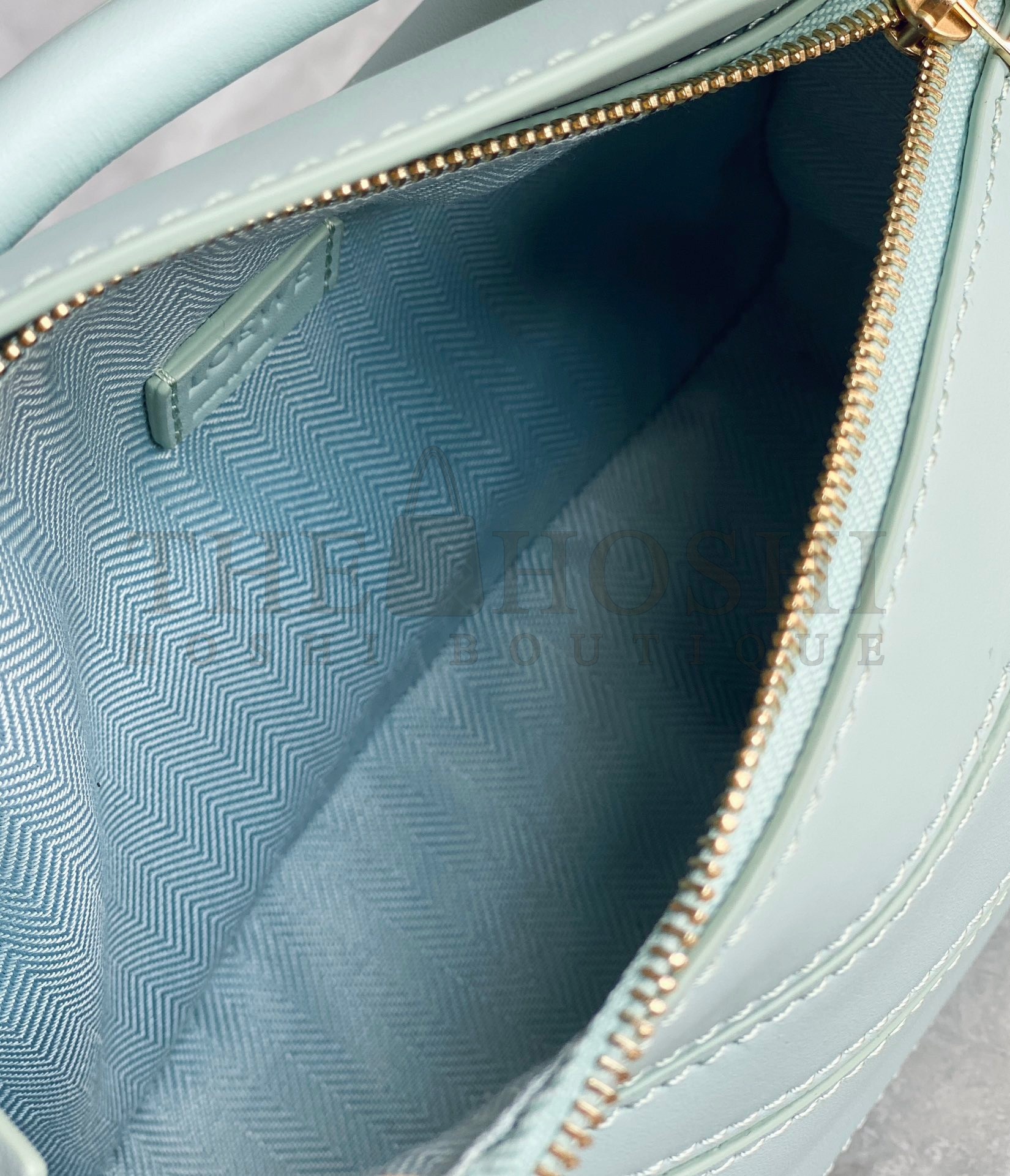 L0ew* Puzzle Mini Bag In Aquamarine Satin Calfskin Master Quality