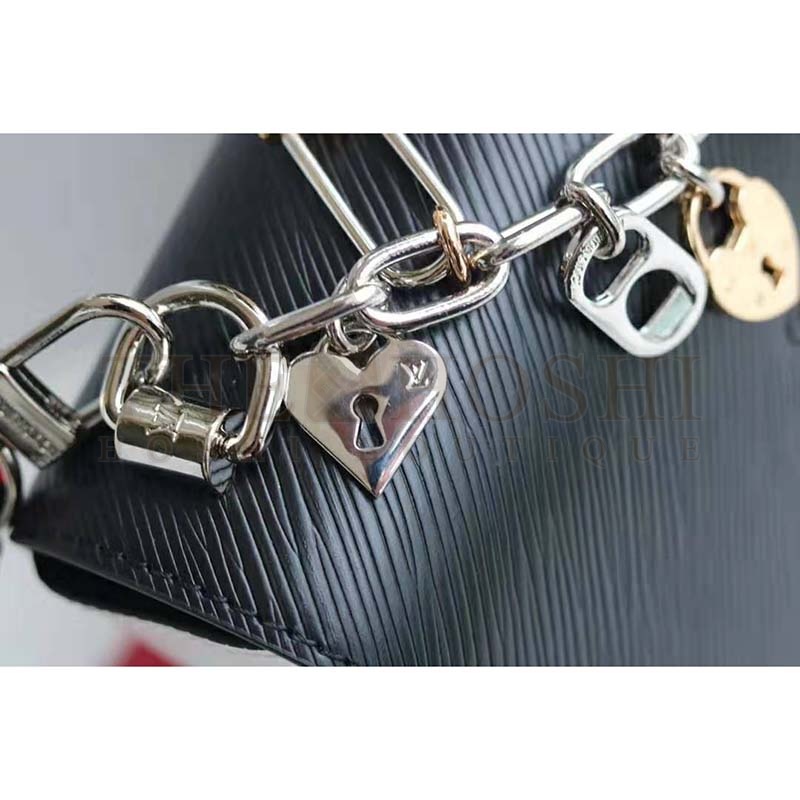 L0vis Vvtt0n LV Women Twist MM LV Love Lock Charms Handbag in Epi Cowhide Leather-Black Master Quality