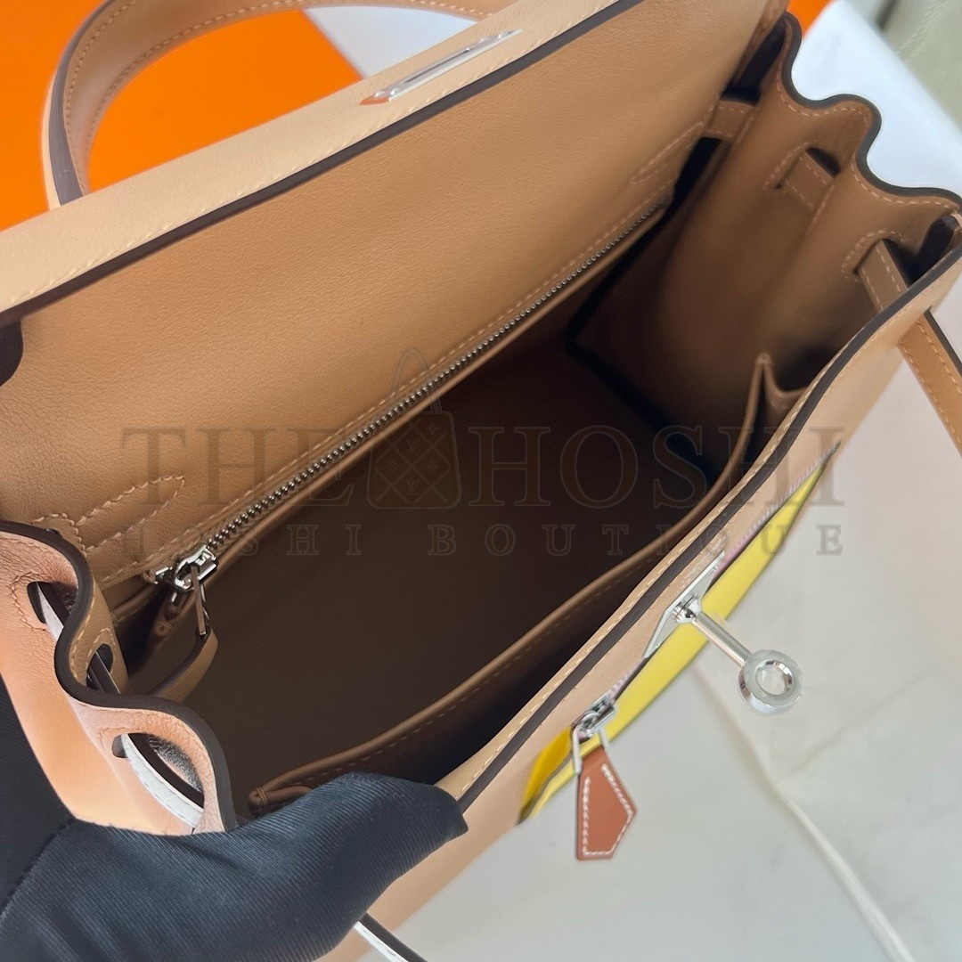 H**me5 Kelly Colormatic 25 Handmade Bag in Chai Swifit Leather Master Quality