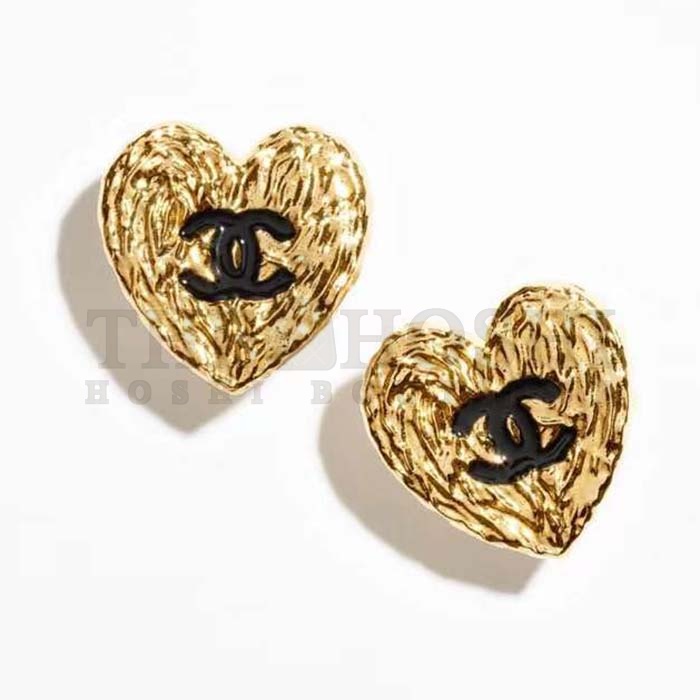 Ch**el Women CC Pendant Earrings Black Metal Strass Gold Crystal Master Quality