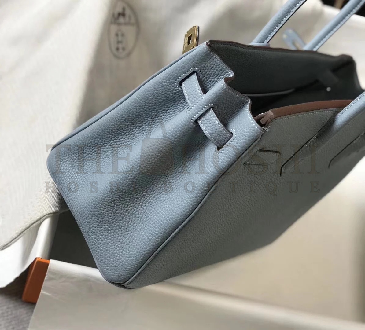 H**me5 Birkin 30 Bag in Blue Lin Clemence Leather with GHW Master Quality