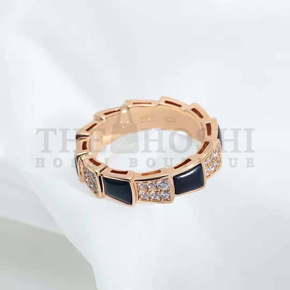 Bv1g*ai Women Serpenti Viper Band Ring in 18 KT Rose Gold-Black Master Quality