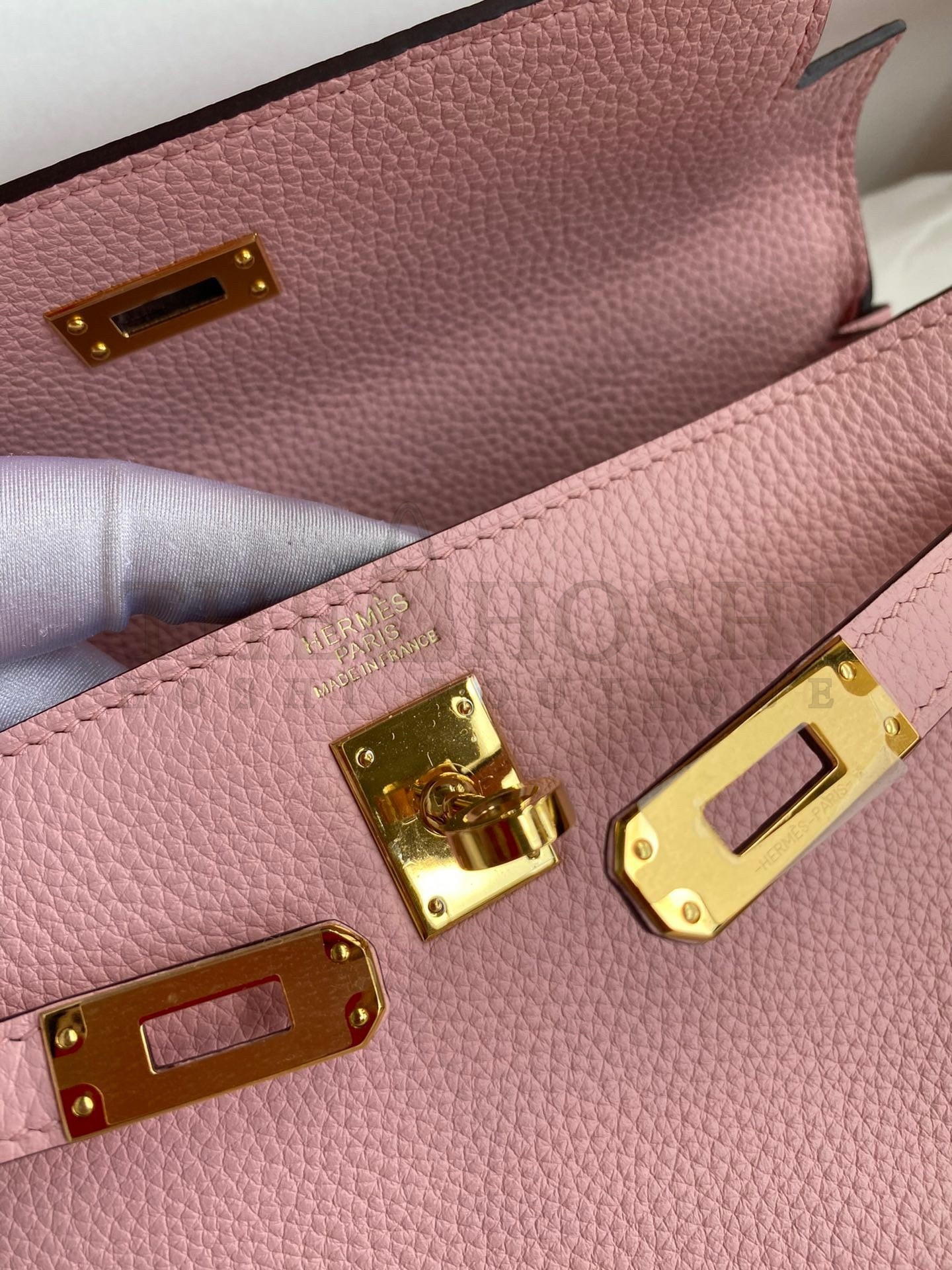H**me5 Kelly Retourne 25 Handmade Bag In Rose Sakura Clemence Leather Master Quality