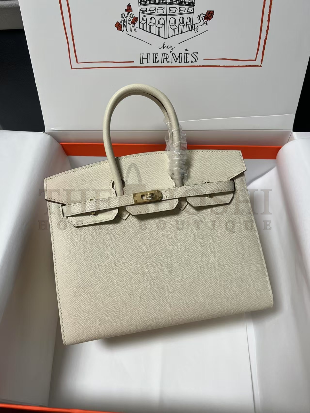 H**me5 Cream Birkin 25cm Epsom Handmade Bag Master Quality