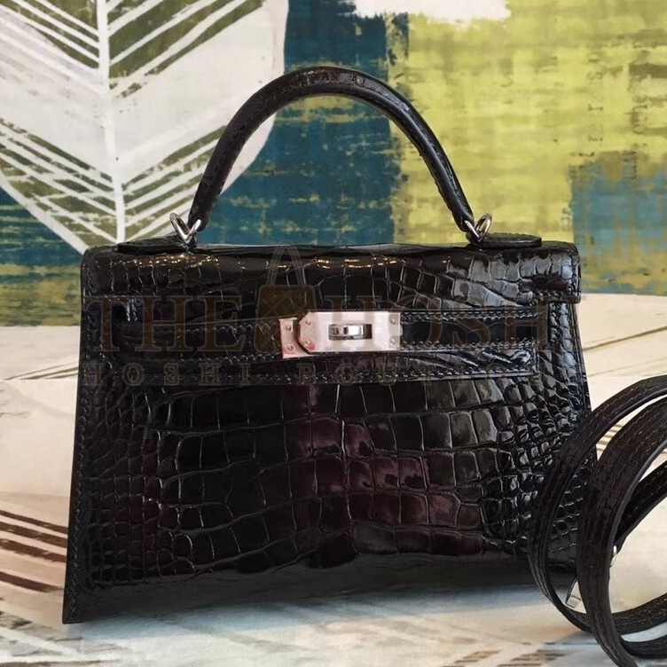 H**me5 Black Alligator Kelly Mini II Handmade Bag Master Quality