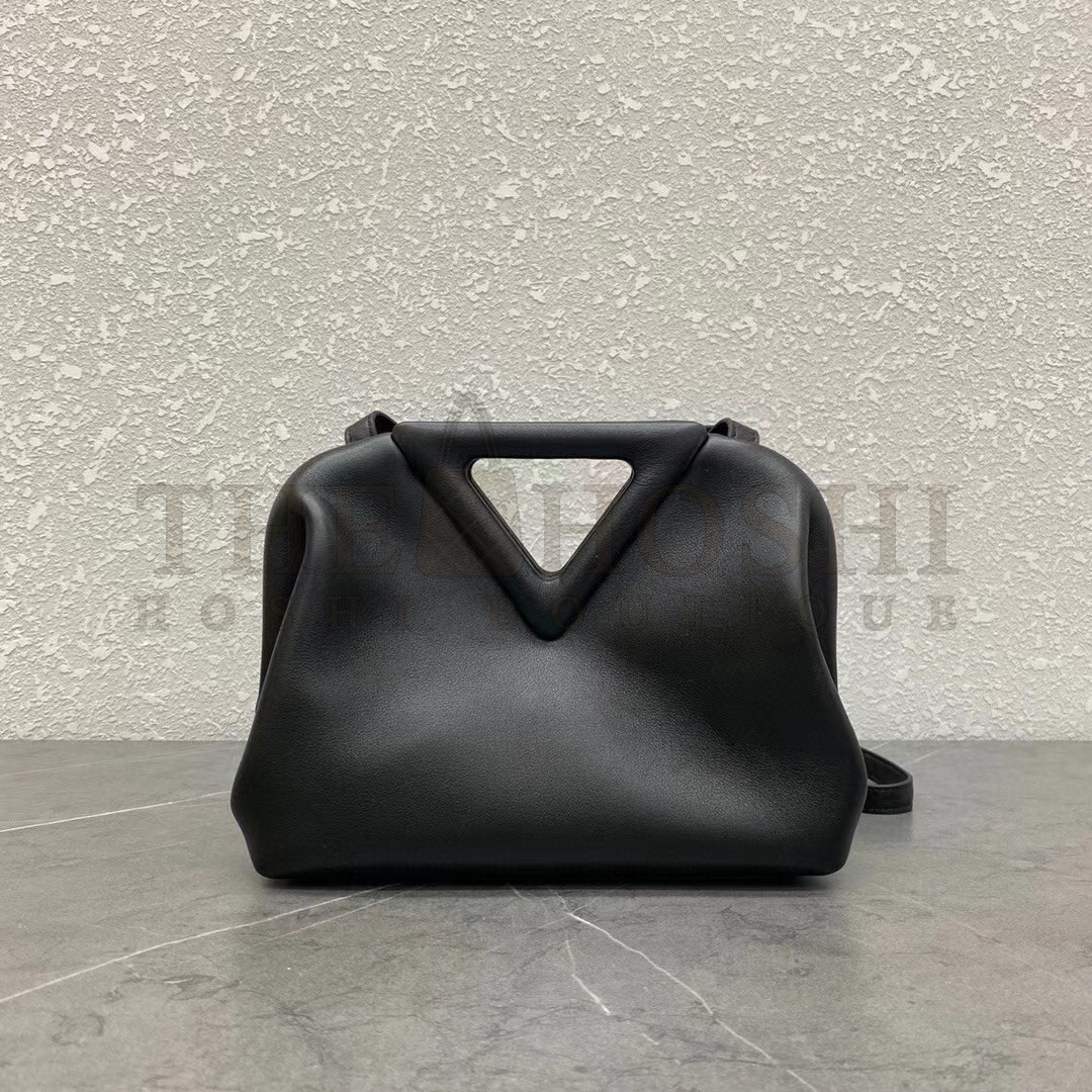 B0tt*ga Ven*ta Small Point Top Handle Bag In Black Leather Master Quality